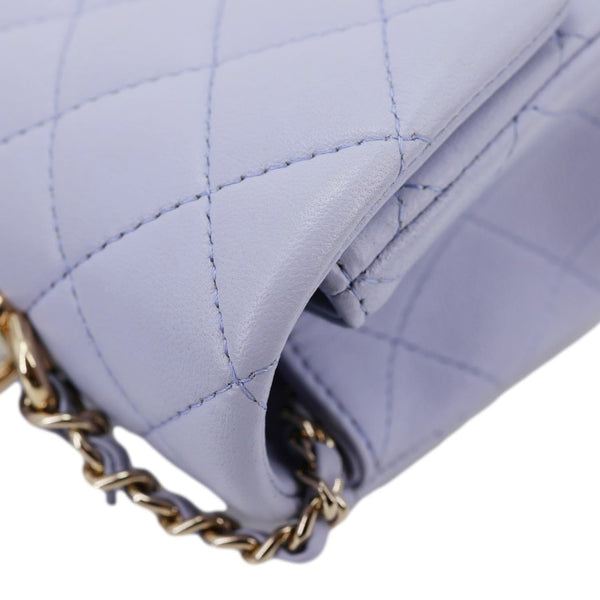 CHANEL Classic Rectangular Flap Mini Quilted Leather Top Handle Crossbody Bag Light Purple