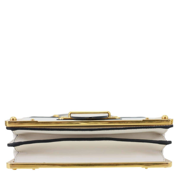 PRADA Cahier Large Soft Glace Calfskin Leather Shoulder Bag White