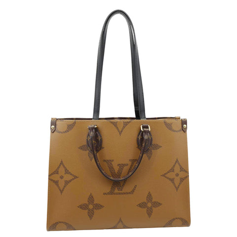 LOUIS VUITTON Onthego MM Giant Monogram Reverse Canvas Tote Bag Brown