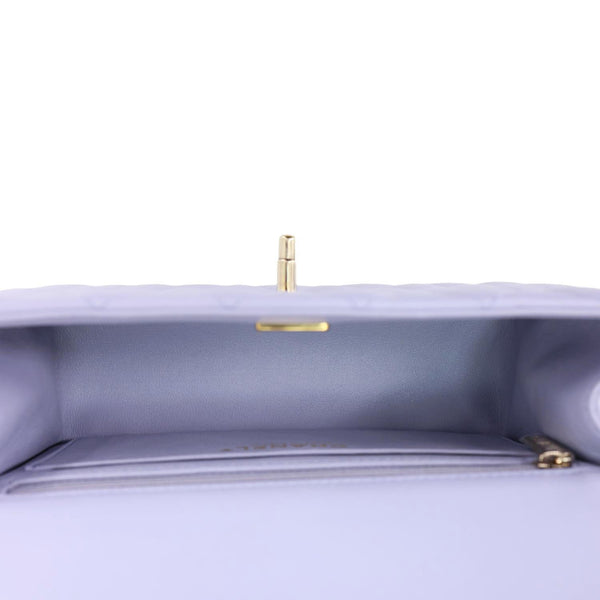 CHANEL Classic Rectangular Flap Mini Quilted Leather Top Handle Crossbody Bag Light Purple