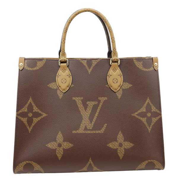 LOUIS VUITTON Onthego MM Giant Monogram Reverse Canvas Tote Bag Brown