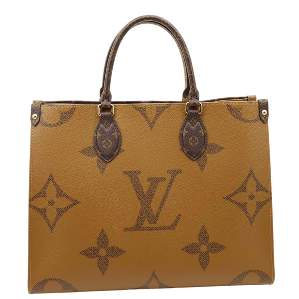 LOUIS VUITTON Onthego MM Giant Monogram Reverse Canvas Tote Bag Brown