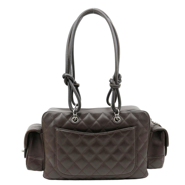 CHANEL Cambon Reporter Ligne Quilted Leather Shoulder Bag Brown