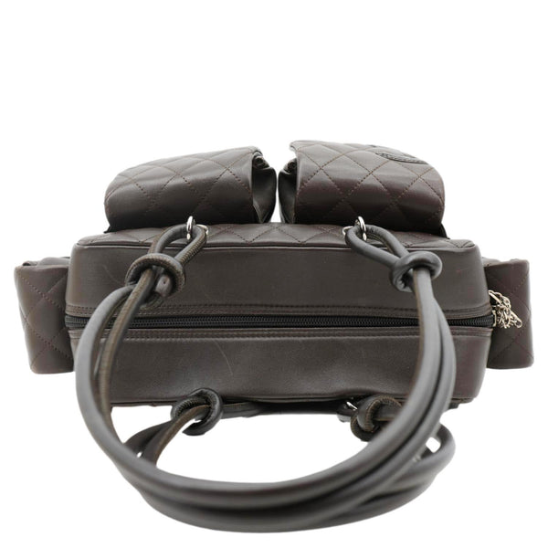 CHANEL Cambon Reporter Ligne Quilted Leather Shoulder Bag Brown