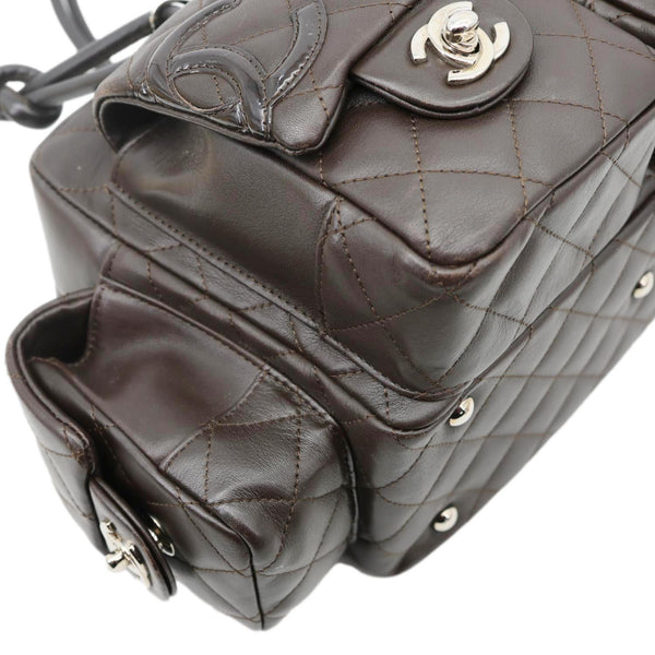 CHANEL Cambon Reporter Ligne Quilted Leather Shoulder Bag Brown