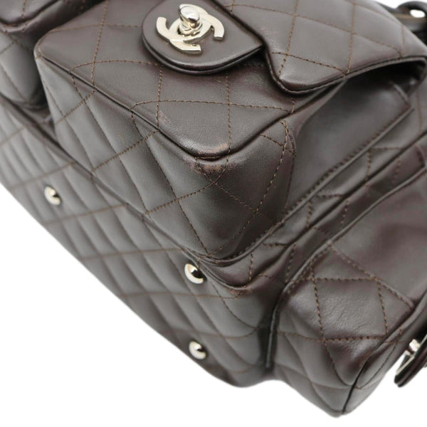 CHANEL Cambon Reporter Ligne Quilted Leather Shoulder Bag Brown