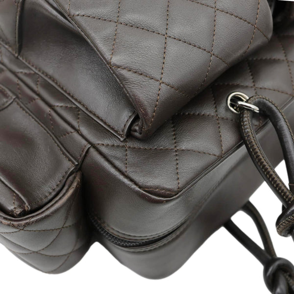 CHANEL Cambon Reporter Ligne Quilted Leather Shoulder Bag Brown