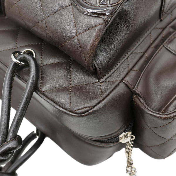 CHANEL Cambon Reporter Ligne Quilted Leather Shoulder Bag Brown