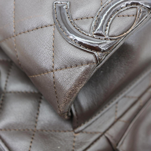 CHANEL Cambon Reporter Ligne Quilted Leather Shoulder Bag Brown