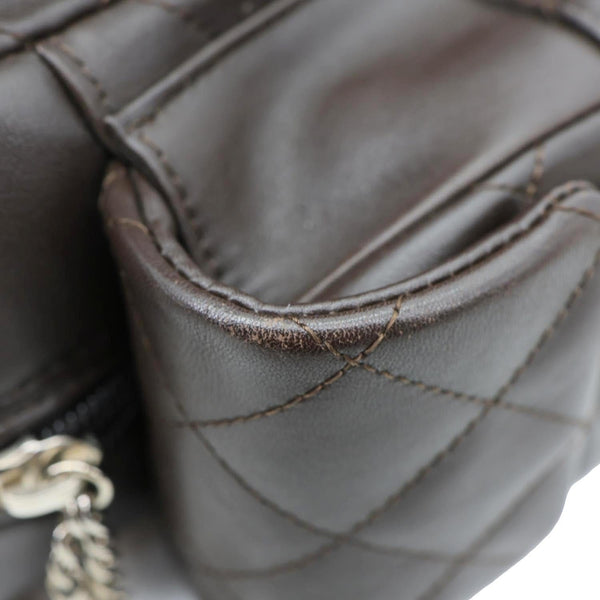 CHANEL Cambon Reporter Ligne Quilted Leather Shoulder Bag Brown