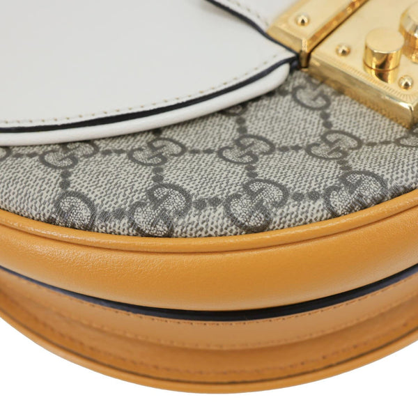 GUCCI Padlock Saddle Small GG Supreme Canvas Shoulder Bag Beige 644524