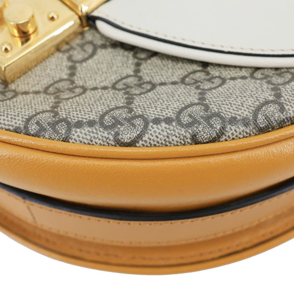 GUCCI Padlock Saddle Small GG Supreme Canvas Shoulder Bag Beige 644524
