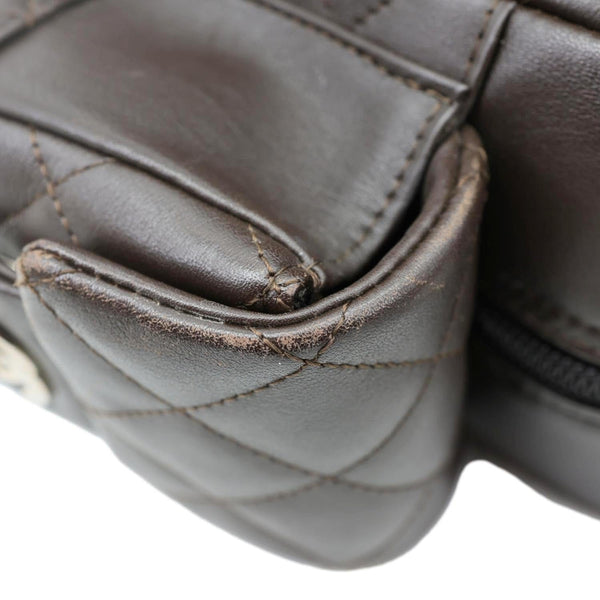 CHANEL Cambon Reporter Ligne Quilted Leather Shoulder Bag Brown