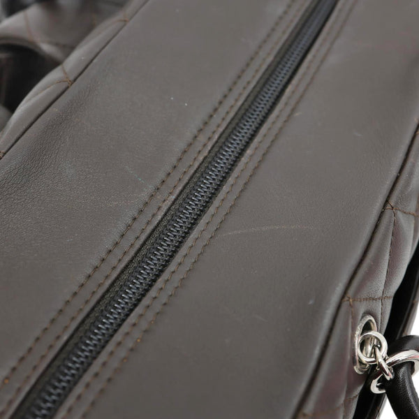 CHANEL Cambon Reporter Ligne Quilted Leather Shoulder Bag Brown