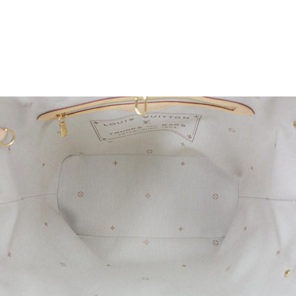LOUIS VUITTON Neverfull MM Monogram Emblème Peuplier Canvas Tote Bag Cream