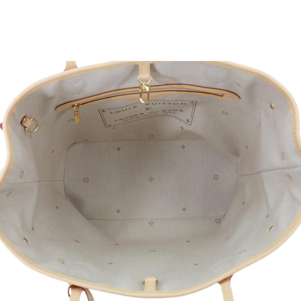 LOUIS VUITTON Neverfull MM Monogram Emblème Peuplier Canvas Tote Bag Cream