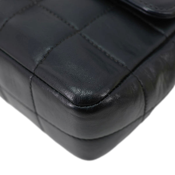 CHANEL Camellia Chocolate Bar Flap Mini Quilted Lambskin Leather Crossbody Bag Black