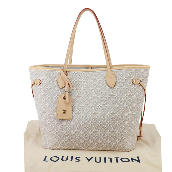 LOUIS VUITTON Neverfull MM Monogram Emblème Peuplier Canvas Tote Bag Cream