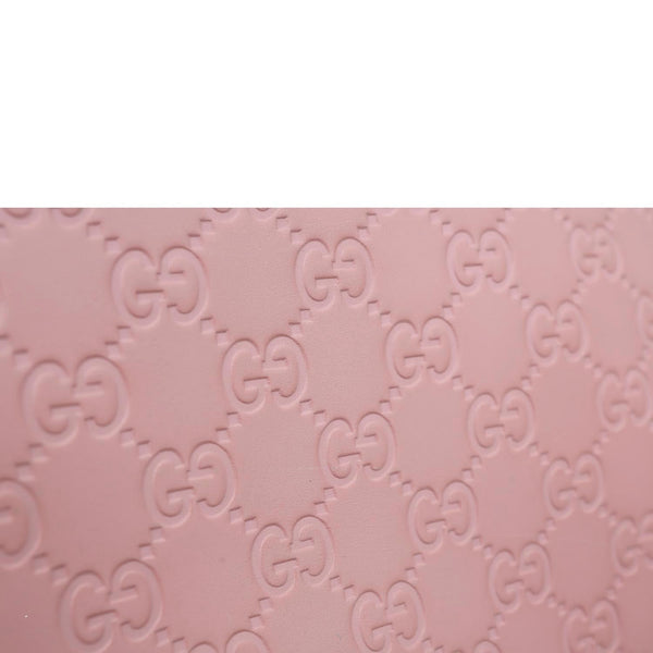 GUCCI Zippered Bucket Small GG Leather Tote Bag Pink 432124