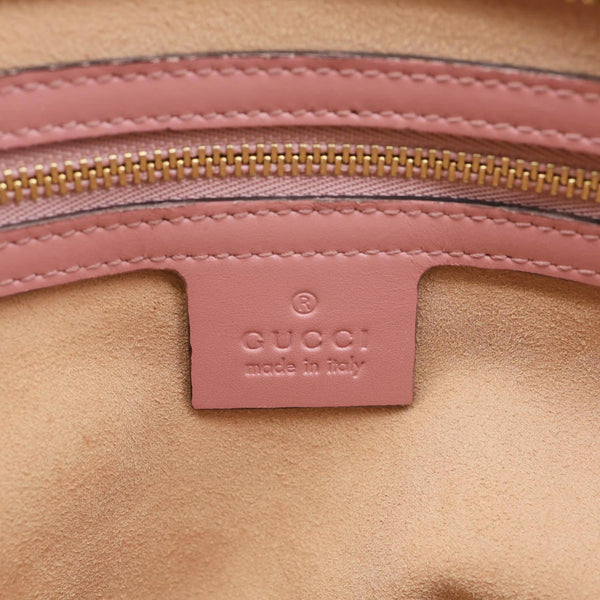 GUCCI Zippered Bucket Small GG Leather Tote Bag Pink 432124