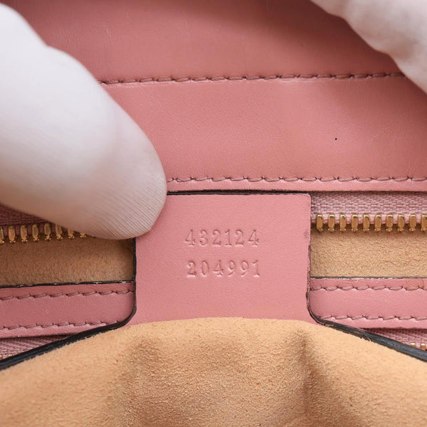 GUCCI Zippered Bucket Small GG Leather Tote Bag Pink 432124