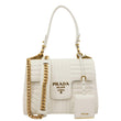 PRADA Diagramme Flap Leather Crossbody Bag White