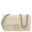 GUCCI GG Interlocking Leather Wallet On Chain Crossbody Bag Off White 615523