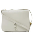 YVES SAINT LAURENT Spontini Monogram Medium Calfskin Leather Satchel Bag Off White