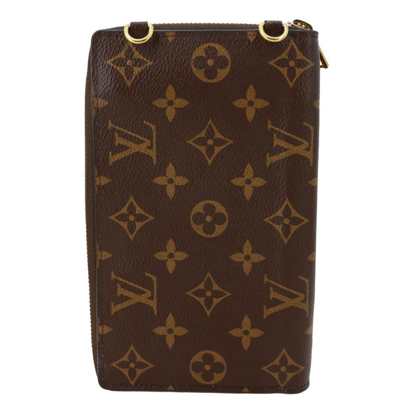 LOUIS VUITTON Metis Reverse Monogram Canvas Vertical Zippy Chain Wallet Brown