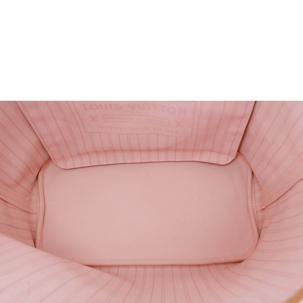 LOUIS VUITTON Neverfull MM Damier Azur Tote Bag Rose Ballerine