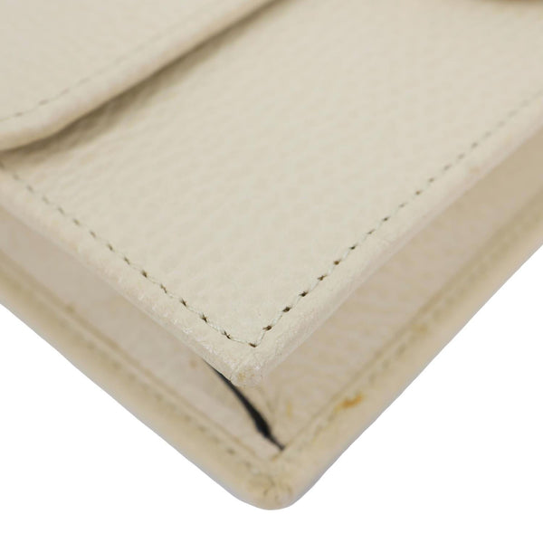 GUCCI GG Interlocking Leather Wallet On Chain Crossbody Bag Off White 615523