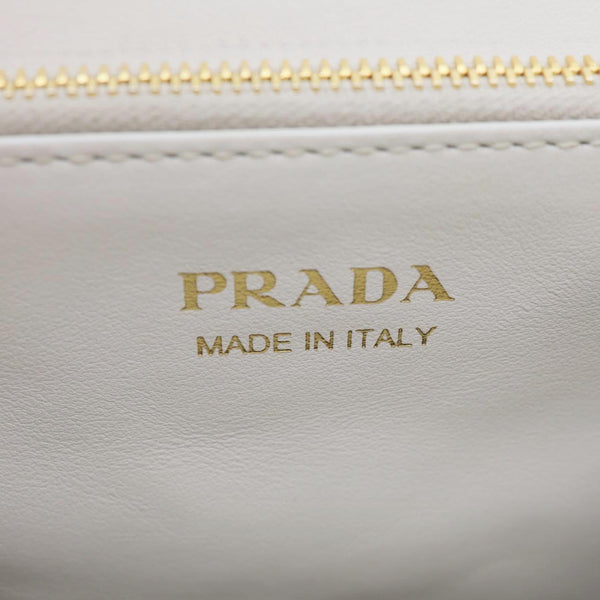 PRADA Diagramme Flap Leather Crossbody Bag White