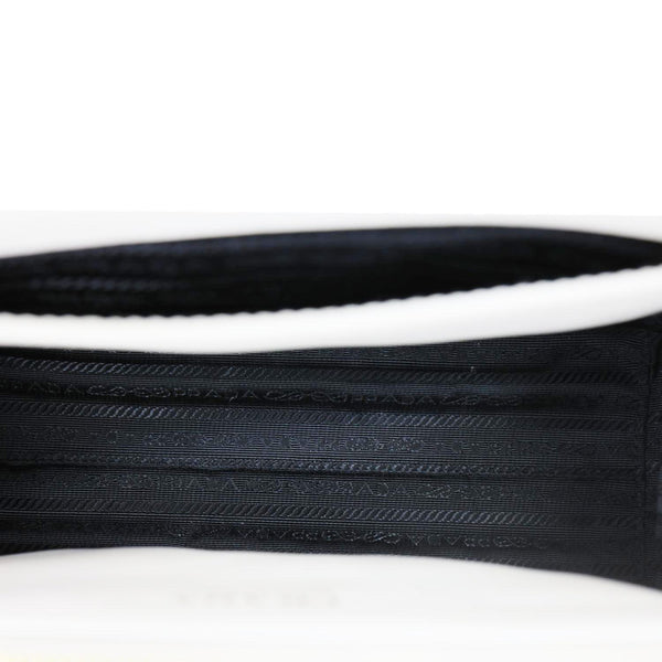 PRADA Diagramme Flap Leather Crossbody Bag White