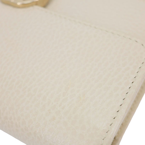 GUCCI GG Interlocking Leather Wallet On Chain Crossbody Bag Off White 615523