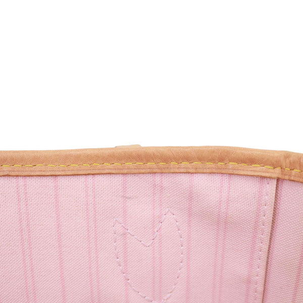 LOUIS VUITTON Neverfull MM Damier Azur Tote Bag Rose Ballerine