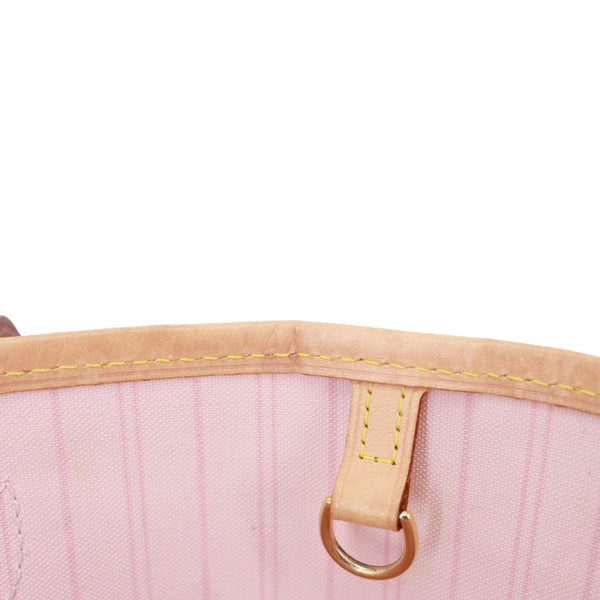 LOUIS VUITTON Neverfull MM Damier Azur Tote Bag Rose Ballerine