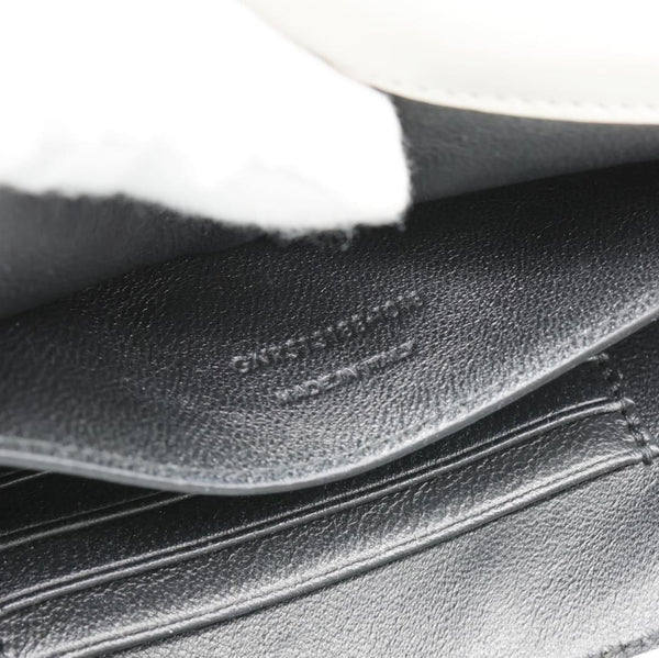 YVES SAINT LAURENT Spontini Monogram Medium Calfskin Leather Satchel Bag Off White