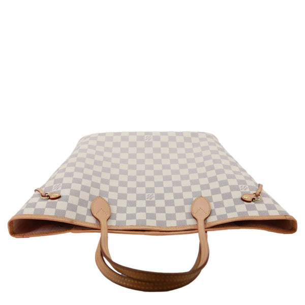 LOUIS VUITTON Neverfull MM Damier Azur Tote Bag Rose Ballerine