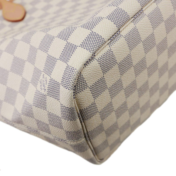 LOUIS VUITTON Neverfull MM Damier Azur Tote Bag Rose Ballerine