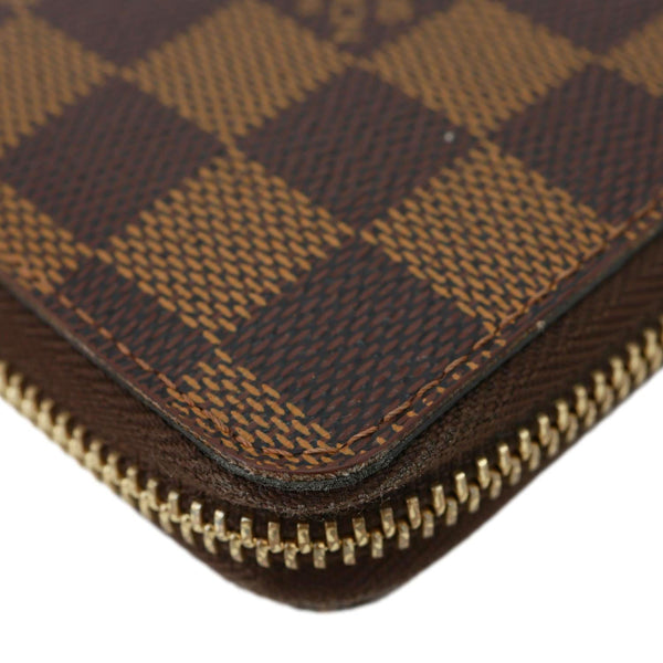 LOUIS VUITTON Clemence Damier Ebene Zippy Wallet Brown