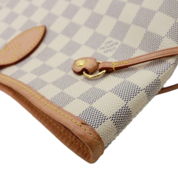 LOUIS VUITTON Neverfull MM Damier Azur Tote Bag Rose Ballerine