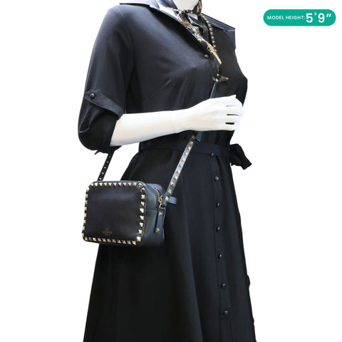 VALENTINO Garavani Rockstud Small Smooth Leather Crossbody Bag Black