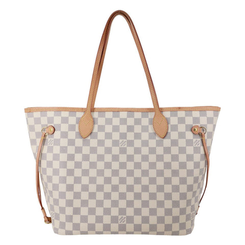 LOUIS VUITTON Neverfull MM Damier Azur Tote Bag Rose Ballerine