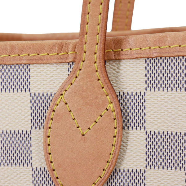 LOUIS VUITTON Neverfull MM Damier Azur Tote Bag Rose Ballerine