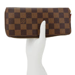 LOUIS VUITTON Clemence Damier Ebene Zippy Wallet Brown