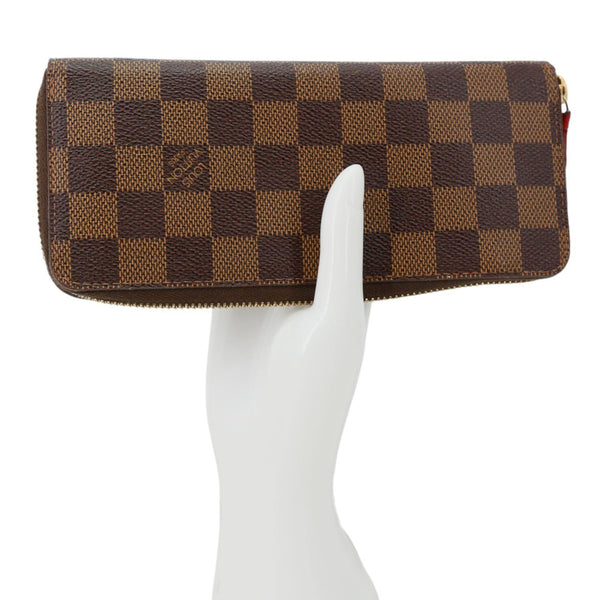 LOUIS VUITTON Clemence Damier Ebene Zippy Wallet Brown