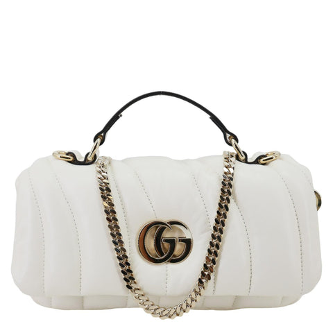 GUCCI GG Milano Mini Leather Top Handle Shoulder Bag Off White 806017