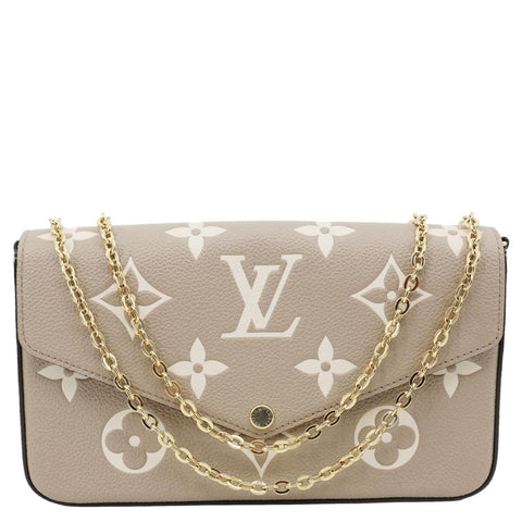 LOUIS VUITTON Felicie Pochette Monogram Empreinte Crossbody Bag Tourterelle Creme