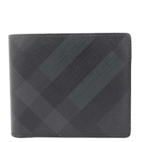 BURBERRY London Check-Print Canvas Bi-Fold Wallet Black