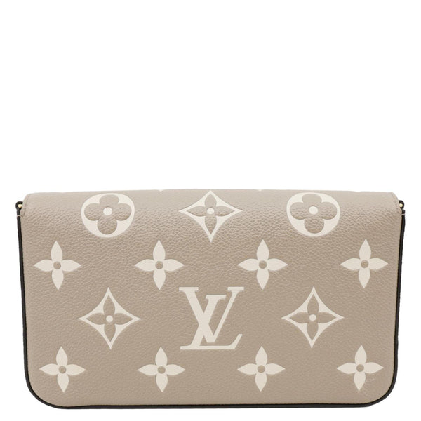 LOUIS VUITTON Felicie Pochette Monogram Empreinte Crossbody Bag Tourterelle Creme